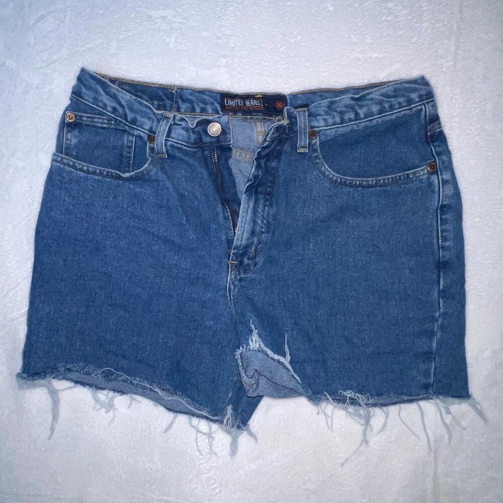 Limited Jean Short Women 32x14 Size 12R Blue Denim Regular Fit Cutoff Pockets